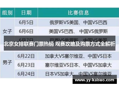 北京女排联赛门票热销 观赛攻略及购票方式全解析